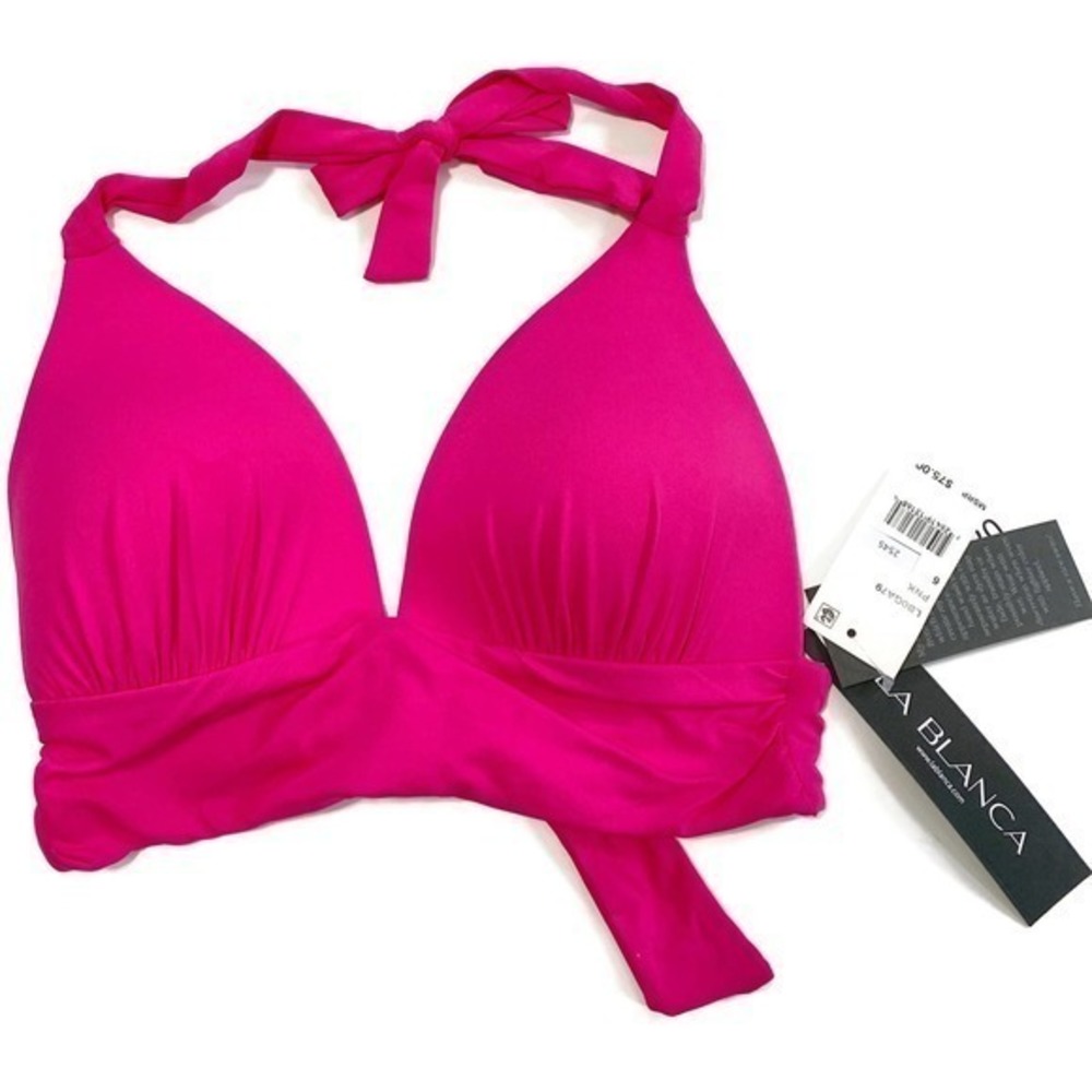 La Blanca Pink Halter Bikini Top Swimwear - Picture 3 of 4